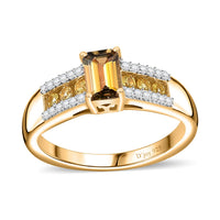 Golden Tanzanite, Multi Gemstone Ring in 18K Vermeil YG Over Sterling Silver (Size 7.0) 1.00 ctw