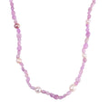 White Freshwater Pearl and Kunzite Chips Necklace 20 Inches in Stainless Steel 100.00 ctw - Sticky add to cart bar
