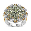 Madagascar Green Apatite, Moissanite Ring in 18K Vermeil YG and Rhodium Over Sterling Silver (Size 10.0) 3.50 ctw - Sticky add to cart bar