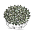 Premium Natural Green Apatite Floral Ring in Rhodium Over Sterling Silver (Size 10.0) 6.63 ctw - Sticky add to cart bar