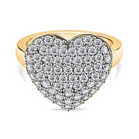 Moissanite 1.88 ctw Cluster Ring in 18K Vermeil Yellow Gold Over Sterling Silver (Size 10.0)