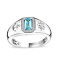 Betroka Blue Apatite and Moissanite Oceanic Men's Sailor Ring in Rhodium Over Sterling Silver 0.80 ctw - Sticky add to cart bar