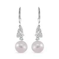 White Edison Pearl Fancy 10.00 ctw Earrings in Rhodium Over Sterling Silver