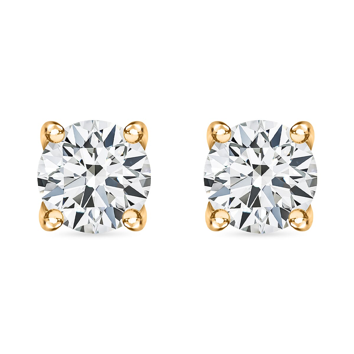 Brazilian Petalite Solitaire Stud Earrings in 18K Vermeil YG Over Sterling Silver 0.75 ctw