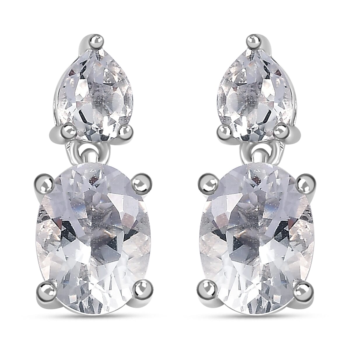 Brazilian Petalite Celebrity Earrings in Rhodium Over Sterling Silver 2.35 ctw