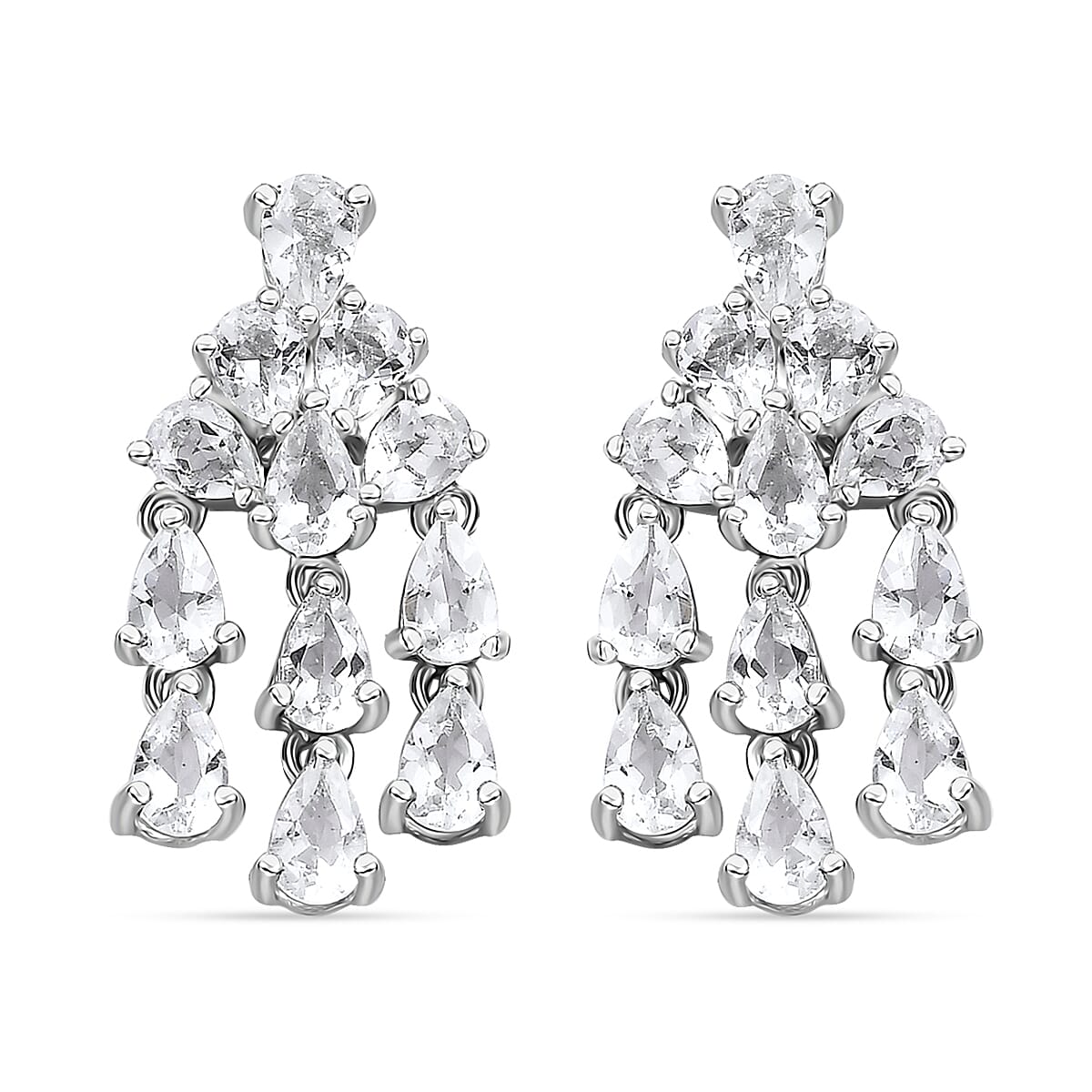 Brazilian Petalite Celebrity Earrings in Rhodium Over Sterling Silver 3.85 ctw
