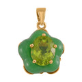Hebei Peridot and Green Jade (D), Moissanite 11.25 ctw Verdant Blossom Pendant without Chain in 18K Vermeil Yellow Gold Over Sterling Silver - Sticky add to cart bar