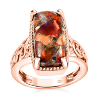 Matrix Fire Opal Solitaire Ring in 14K RG Over Copper (Size 10.0) 4.65 ctw