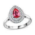 Doorbuster Rhapsody 950 Platinum AAAA Padparadscha Sapphire, Diamond (E-F, VS) (0.30 cts) Double Halo Ring (Size 8.0) (5.60 g) 1.35 ctw - Sticky add to cart bar