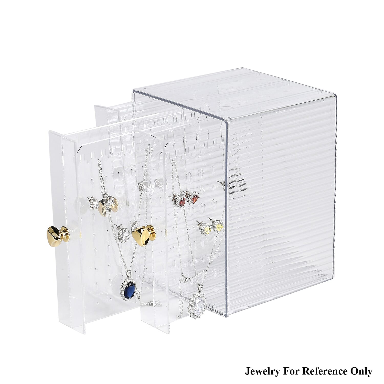 Clear 3 Drawer Acrylic Earrings Display Stand (Can Hold 108 Pairs) (5.12"x5.12"x6.70")