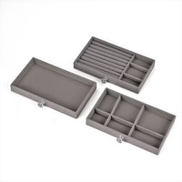 Gray 3 Layer Jewelry Organize with Transparent Cover (9.25"x5.3"x4.13")