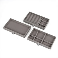 Gray 3 Layer Jewelry Organize with Transparent Cover (9.25"x5.3"x4.13")