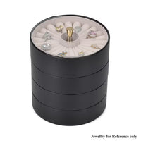 Black 4 Layer Stackable Faux Leather Jewelry Organizer (6.1"x6.1"x6.3") with Transparent Lid
