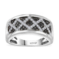GP Royal Art Deco Collection Black Diamond (IR), Diamond Ring in Rhodium Over Sterling Silver (Size 10.0) 0.50 ctw - Sticky add to cart bar