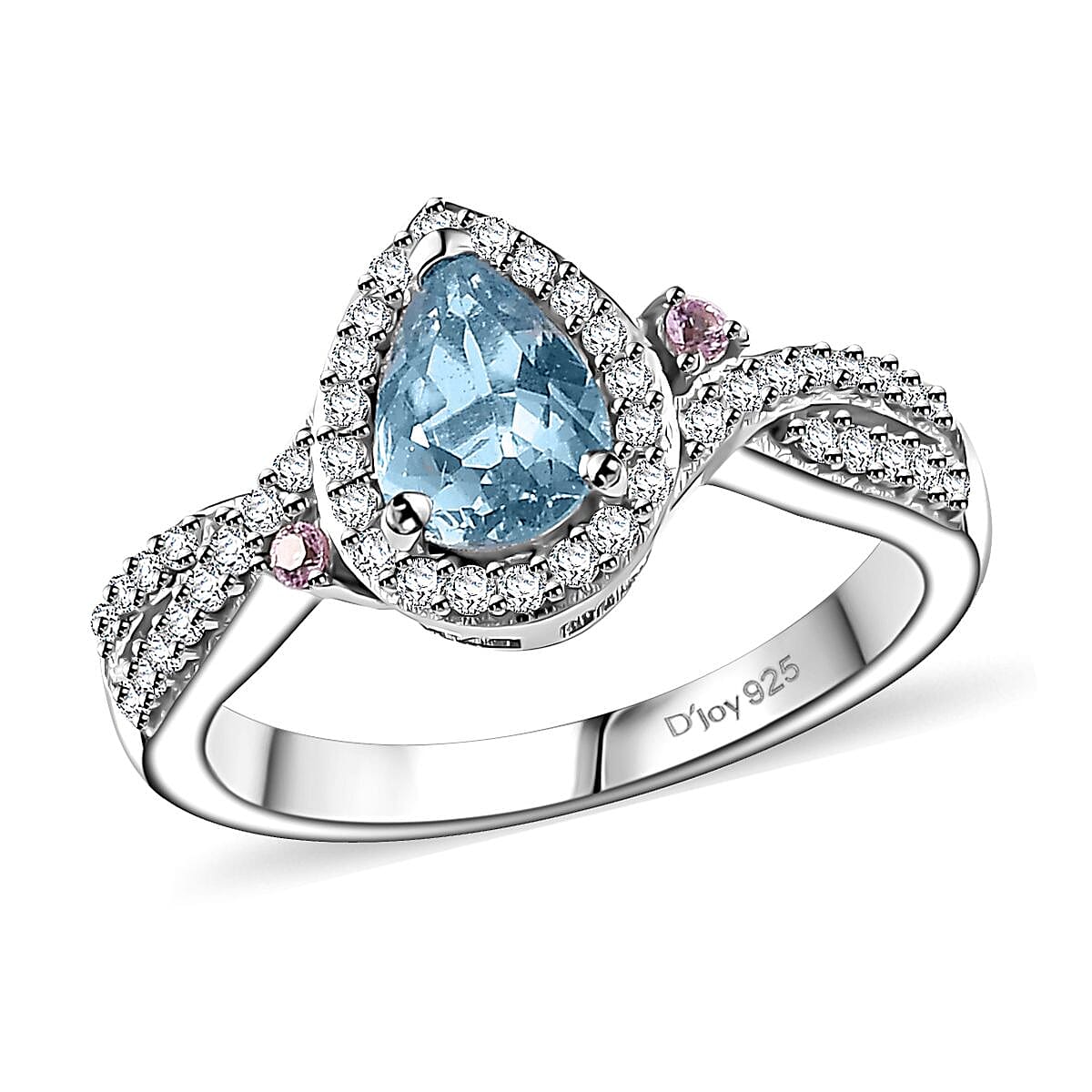 Santa Maria Aquamarine, Multi Gemstone Ring in Rhodium Over Sterling Silver (Size 10.0) 1.10 ctw