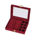Oilve Green Velvet Jewellery Box (7.9"x5.9"x2") with Transparent Window (8 Ring Slots, 8 Small Sections, and A Removable Necklace Tray) - Sticky add to cart bar