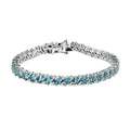 TLV Madagascar Paraiba Apatite, White Zircon Bracelet in Platinum Over Sterling Silver (6.50 In) 11.10 ctw - Sticky add to cart bar