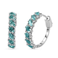 Betroka Blue Apatite and White Zircon Hoop Earrings in Platinum Over Sterling Silver 3.75 ctw - Sticky add to cart bar