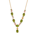 Hebei Peridot and Multi Color Mother of Pearl Carved Enameled Floral Necklace 18 Inches in 18K Vermeil Yellow Gold Over Sterling Silver 17.30 ctw - Sticky add to cart bar