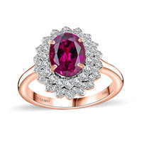 Certified & Appraised Luxoro 10K Rose Gold AAA Radiant Ember Garnet, Diamond (G-H, I2) (0.49 cts) Floral Ring Floral (Size 10.0) (4.10 g) 3.29 ctw