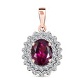 Certified & Appraised Luxoro 10K Rose Gold AAA Radiant Ember Garnet and G-H I2 Diamond Floral Pendant 3.30 ctw - Sticky add to cart bar