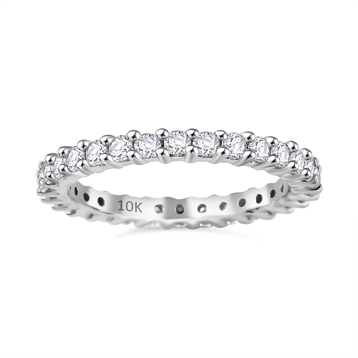 10K White Gold Moissanite Eternity Band Ring (Size 6.0) 0.90 ctw