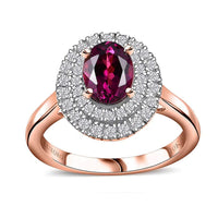 Certified & Appraised Luxoro 10K Rose Gold AAA Radiant Ember Garnet and G-H I2 Diamond Cocktail Ring 1.97 ctw
