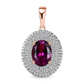 Certified & Appraised Luxoro 10K Rose Gold AAA Radiant Ember Garnet and G-H I2 Diamond Cocktail Pendant 2.07 ctw - Sticky add to cart bar