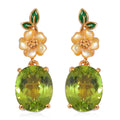 Peridot and Yellow Mother of Pearl Carved Enameled Floral Earrings in 18K Vermeil Yellow Gold Over Sterling Silver 5.75 ctw - Sticky add to cart bar