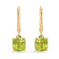Hebei Peridot Lever Back Earrings in 18K Vermeil Yellow Gold Over Sterling Silver 3.10 ctw