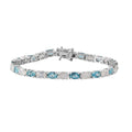 Moon Glow Moonstone and Betroka Blue Apatite Bracelet in Rhodium Over Sterling Silver (6.50 In) 11.30 ctw - Sticky add to cart bar