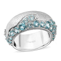 Batroke Blue Apatite, White Zircon Ring in Rhodium Over Sterling Silver (Size 10.0) 2.30 ctw - Sticky add to cart bar