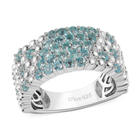 Premium Batroke Blue Apatite Band Ring in Rhodium Over Sterling Silver (Size 10.0) 1.40 ctw