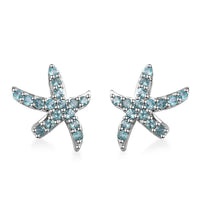 D'Joy Betroka Blue Apatite Starfish Earrings in Rhodium Over Sterling Silver 1.85 ctw