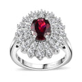 Premium Tanzanian Wine Garnet, Moissanite Ring in Rhodium Over Sterling Silver (Size 10.0) 2.35 ctw - Sticky add to cart bar