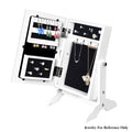 White Color MDF Standing Jewelry Cabinet with Mirror (8.66"x7.48"x13.78") - Sticky add to cart bar