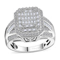 TLV Diamond Cluster Ring in Rhodium Over Sterling Silver (Size 11.0) 1.00 ctw - Sticky add to cart bar