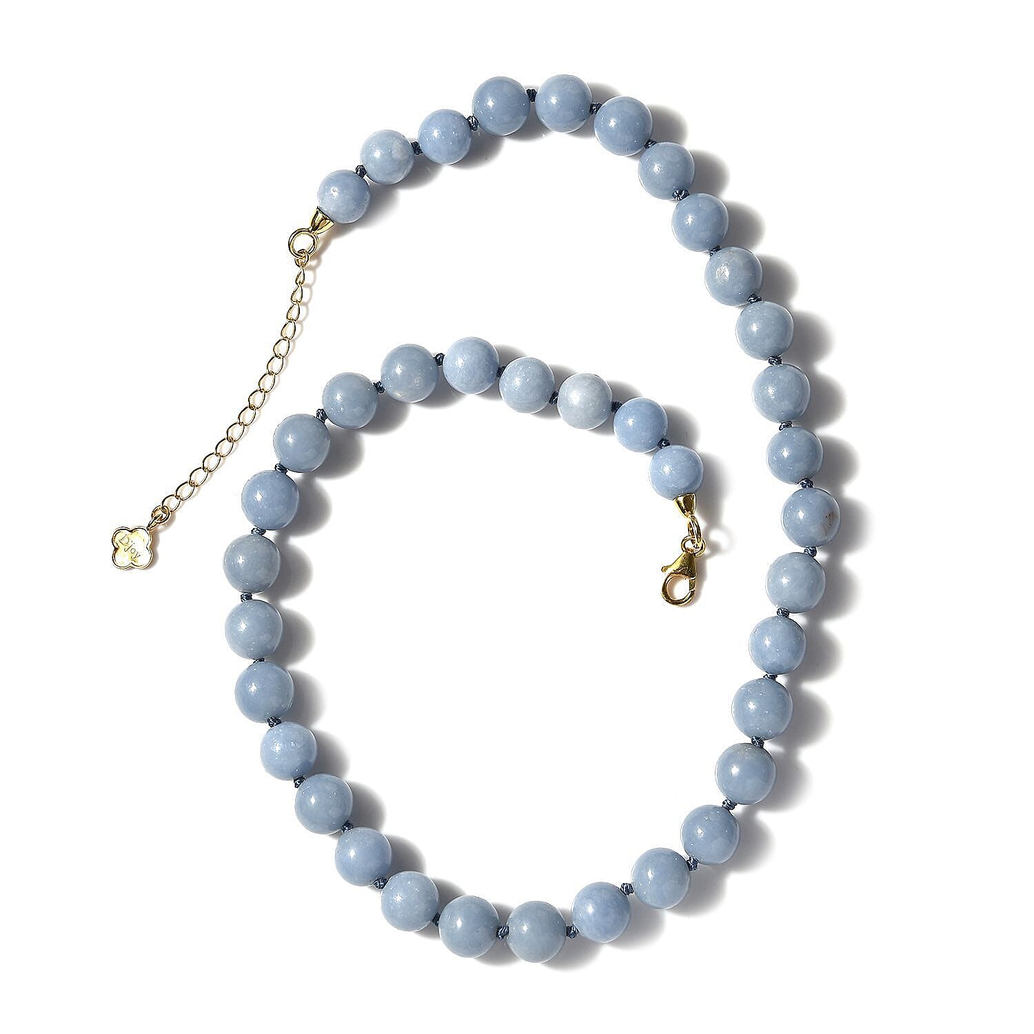 D'Joy Angelite Beaded Graduated Necklace 18-20 Inches in Vermeil Yellow Gold Over Sterling Silver 300.00 ctw