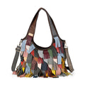Chaos By Elsie Multi Color Genuine Leather Fringe Hobo Bag (14.5"x4.9"x12.2") with Detachable Shoulder Strap - Sticky add to cart bar