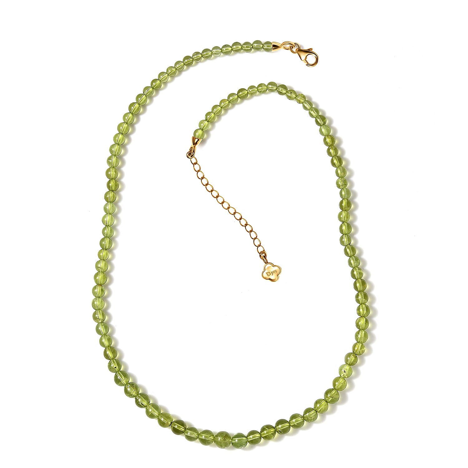 D'Joy Peridot Beaded Graduated Necklace 18-20 Inches in Vermeil Yellow Gold Over Sterling Silver 100.00 ctw