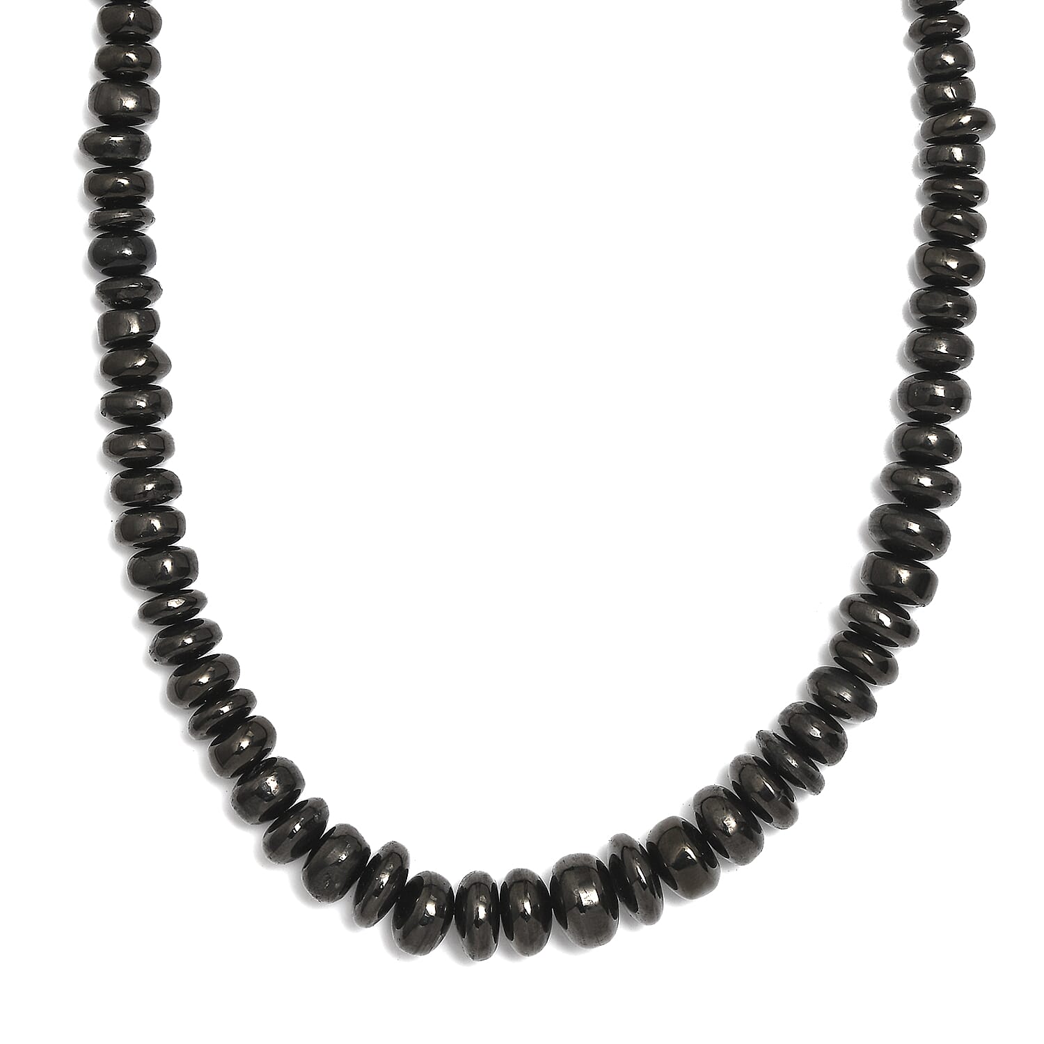 Elite Shungite 155.00 ctw Beaded Necklace in Rhodium Over Sterling Silver 18-20 Inches