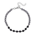 Terahertz and Shungite Beaded Anklet with Butterfly Charm in Silvertone and Stainless Steel (9.50-11.50In) 60.00 ctw - Sticky add to cart bar