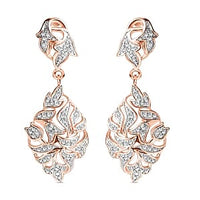 White Diamond Earring in Vermeil RG Over Sterling Silver