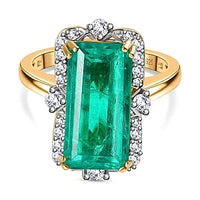 Emeraldine Triplet Quartz and White Zircon 7.58 ctw Ring in Vermeil Yellow Gold Over Sterling Silver (Size 10)