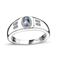 Santa Maria Aquamarine, White Zircon Ring in Rhodium Over Sterling Silver (Size 10.0) 0.35 ctw
