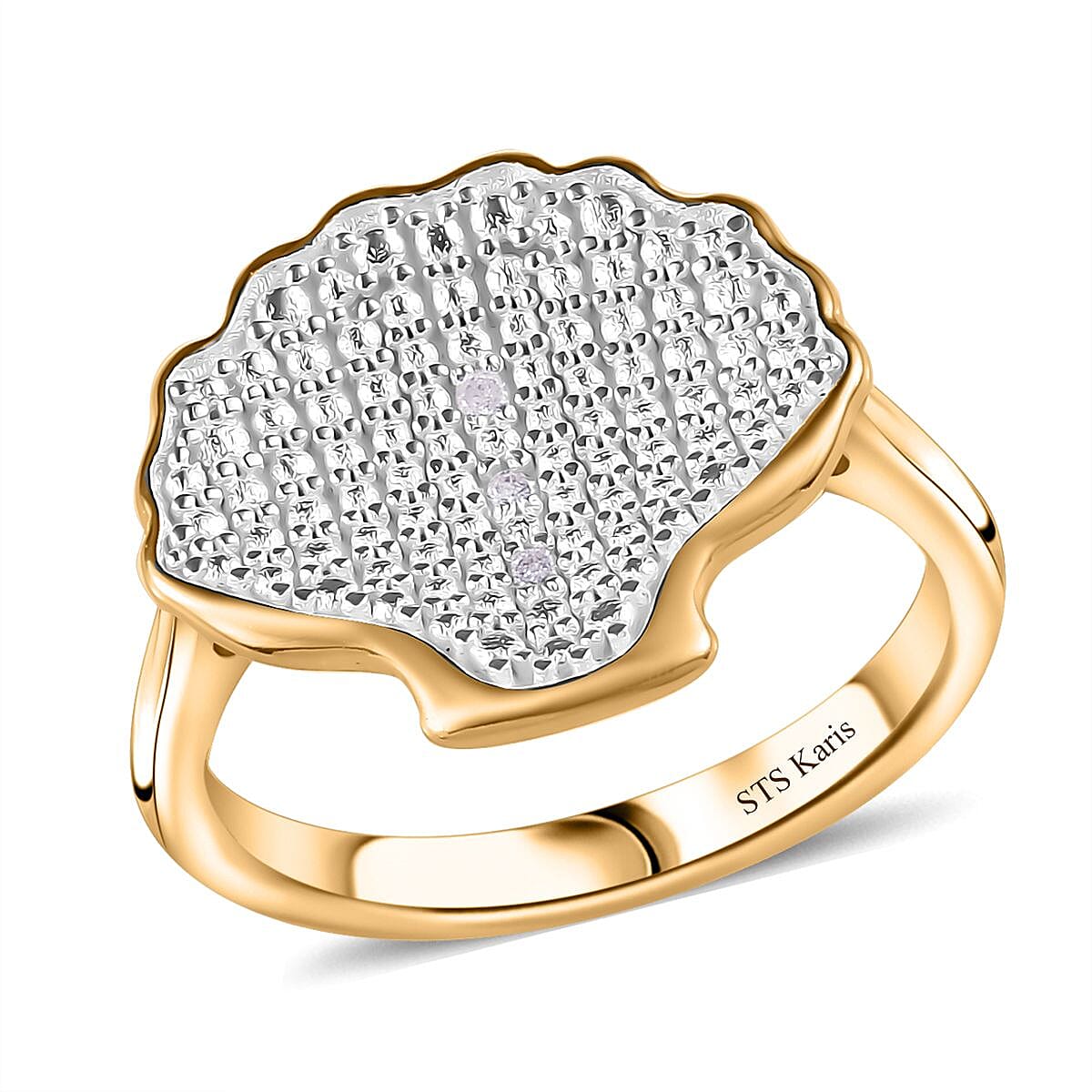 Karis White Diamond Accent Fancy Ring in 18K YG Plated and Platinum Bond (Size 7.0)