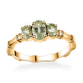 Brazilian Mint Garnet 3 Stone Ring in 18K Vermeil YG Over Sterling Silver (Size 7.0) 0.90 ctw - Sticky add to cart bar