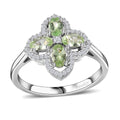 Brazilian Mint Garnet, Moissanite Ring in Rhodium Over Sterling Silver (Size 10.0) 1.20 ctw - Sticky add to cart bar
