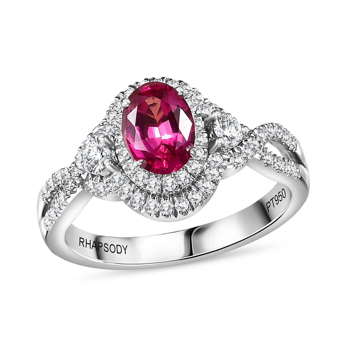 Certified & Appraised Rhapsody 950 Platinum AAAA Mahenge Spinel and E-F VS Diamond Ring 6.80 Grams 1.05 ctw