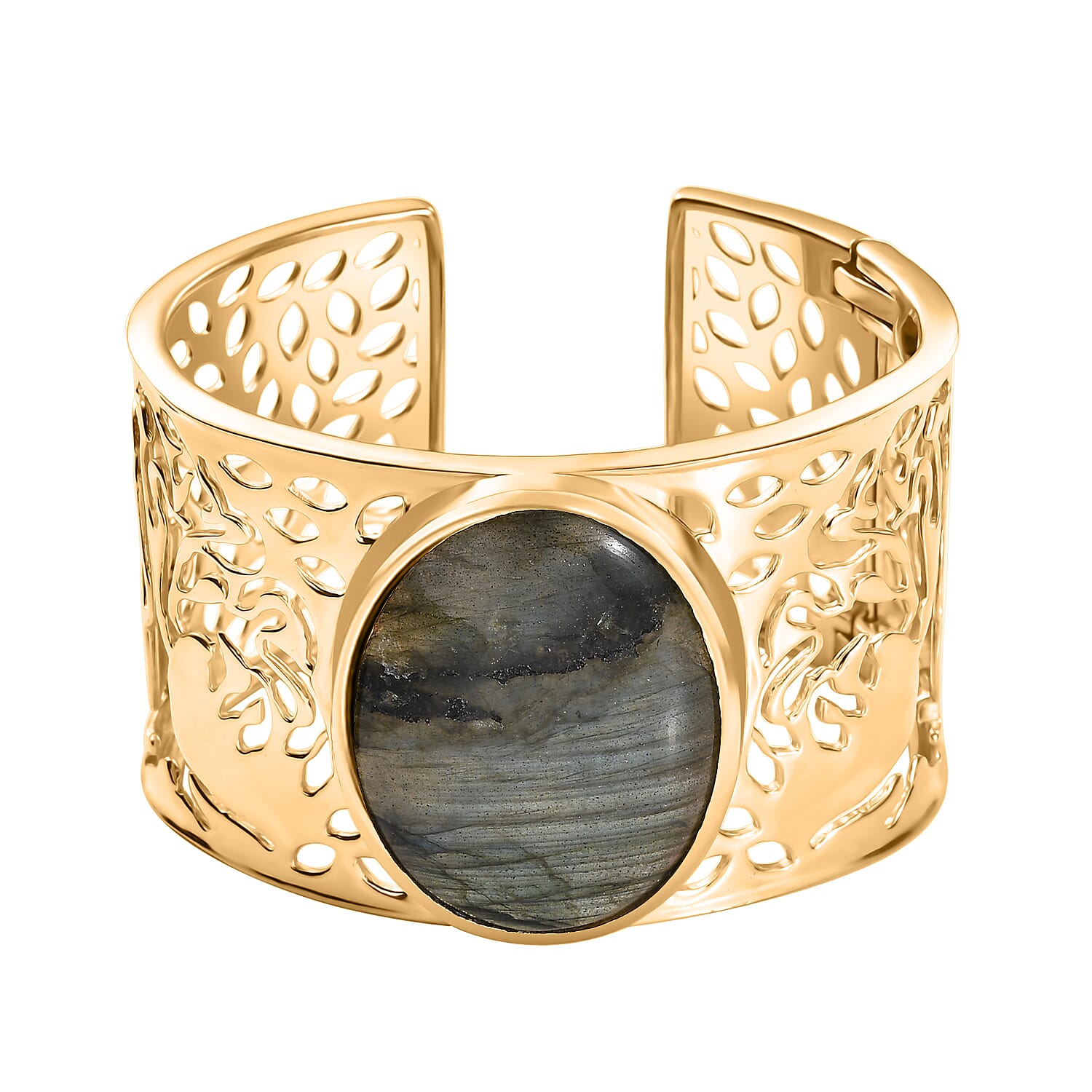 Karis Malagasy Labradorite Bangle in 18K YG Plated (6.50 In) 75.20 ctw